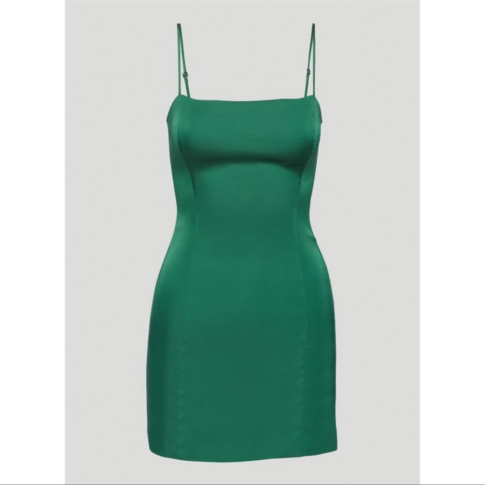 Aritzia Sunday Best Shimmer Dress Dark Ivy Green
